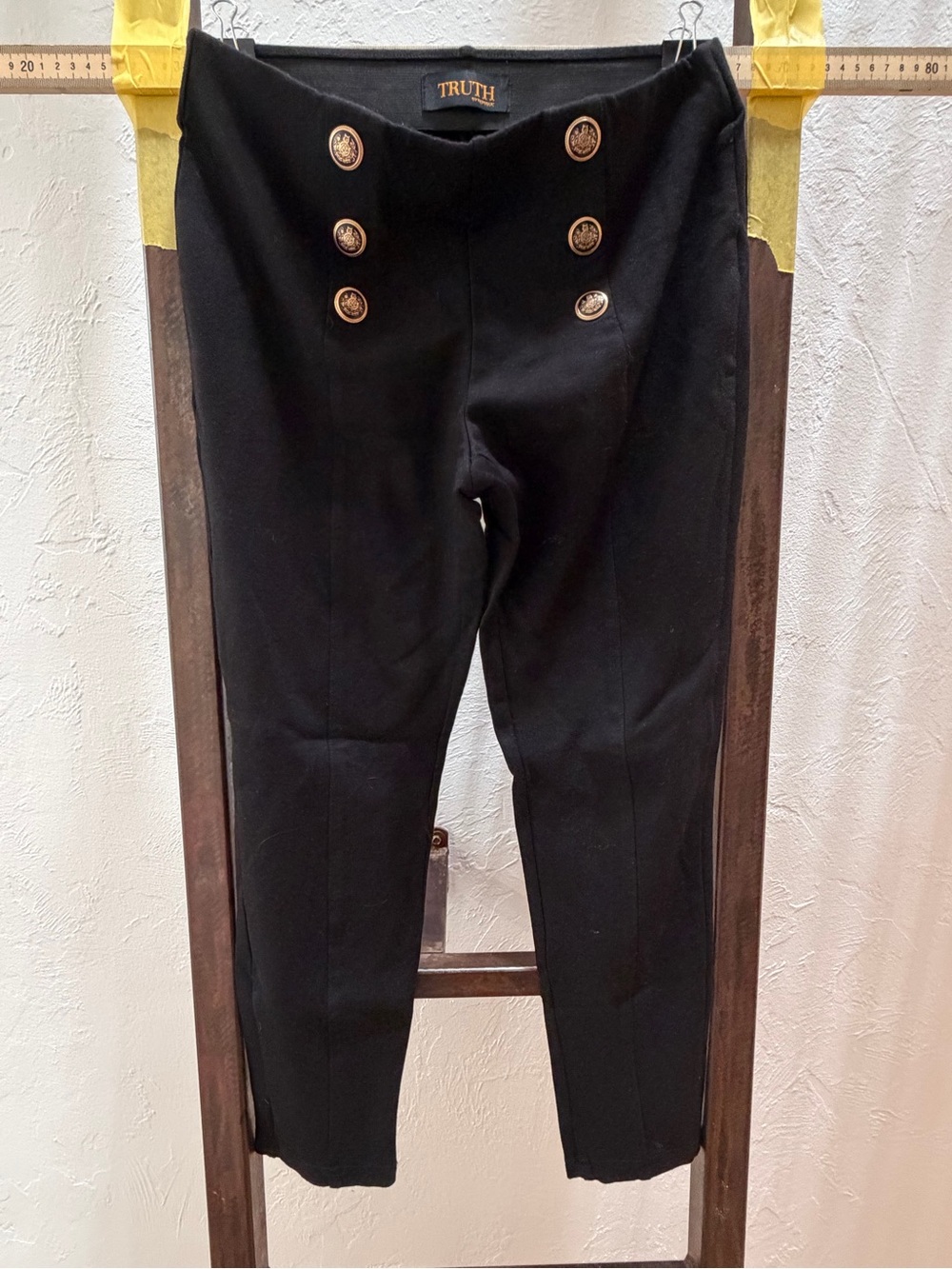 TRUTH Black Sailor-Style Pants with Gold Buttons